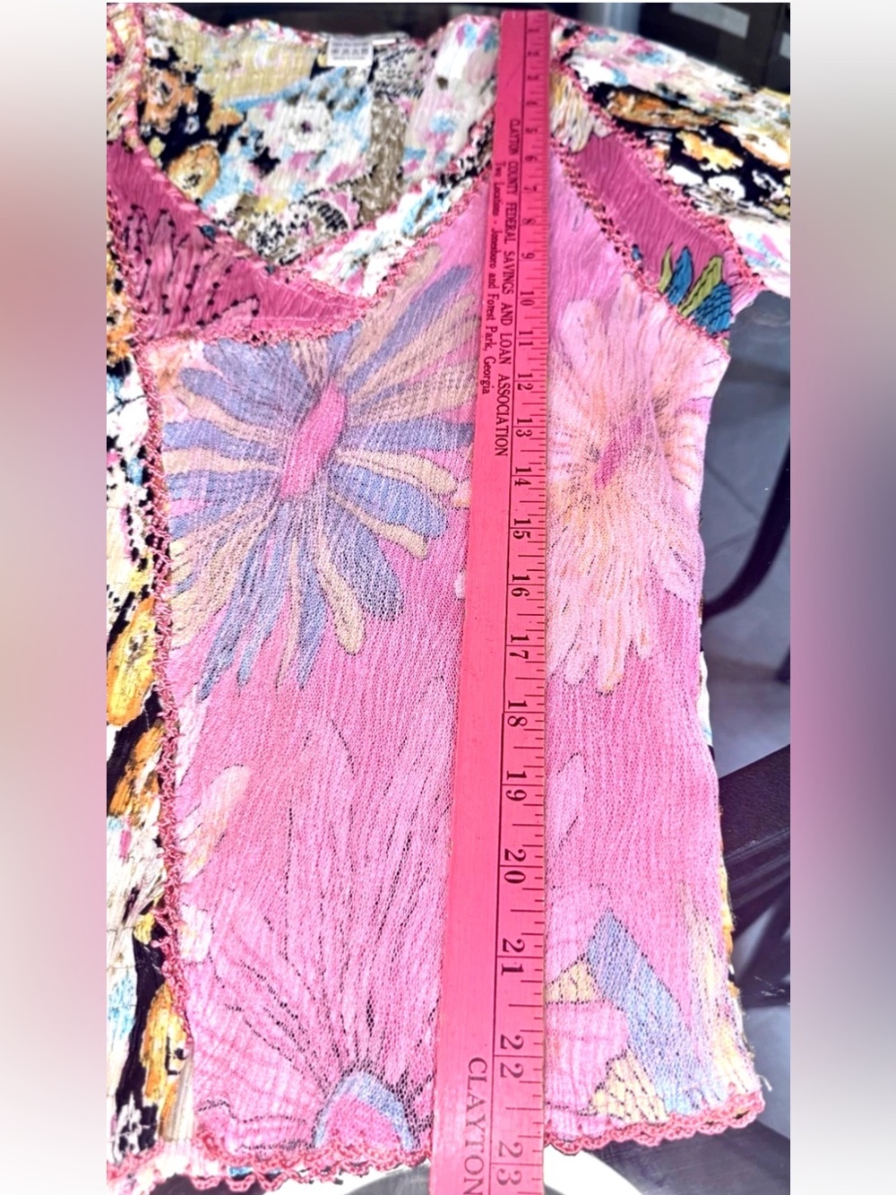 🌸ALBERTO MAKALI🌸 GEO CRINKLE SEQUIN CROCHET STRETCH PLUNGE NECK LONG SLEEVE TOP - Picture 15 of 16